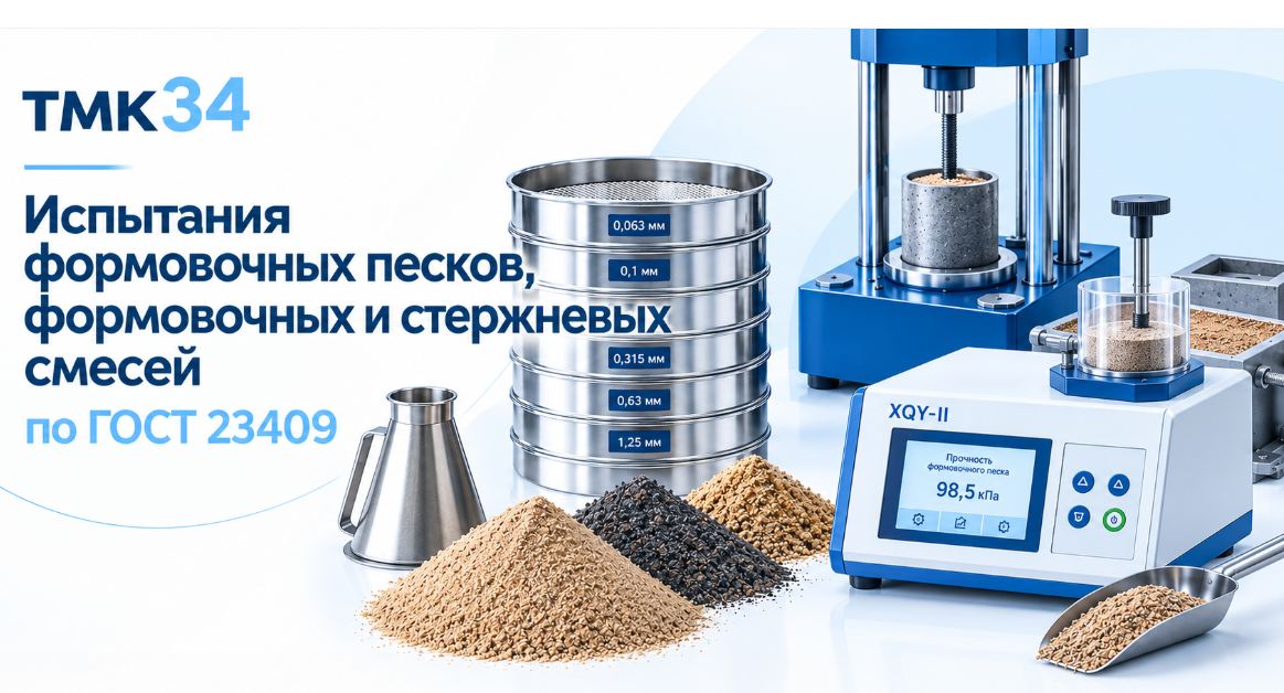 Испытания формовочных песков, формовочных и стержневых смесей по ГОСТ 23409